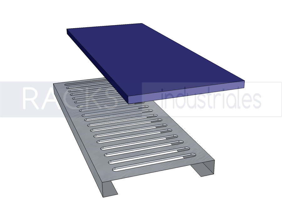 Racks industriales - detalle tablillas de piso opaca y traslúcida Racks industriales - detalle tablillas de piso opaca y traslúcida
